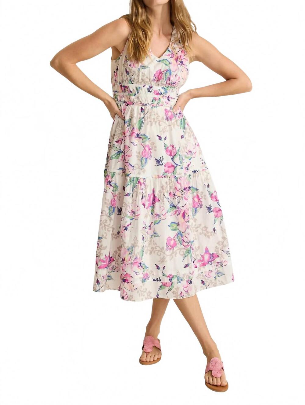 NEW TOMMY BAHAMA floral garden sleeveless midi dress in white